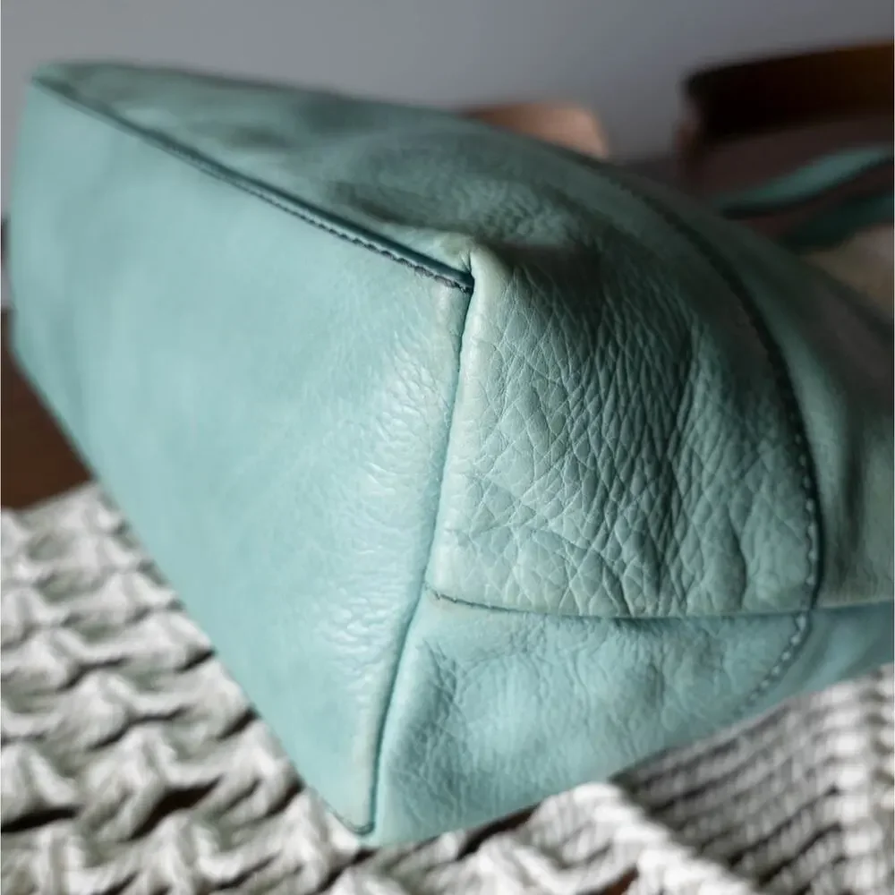 FOSSIL Hunter Teal Green Leather Tote Bag - Picture 8 of 11